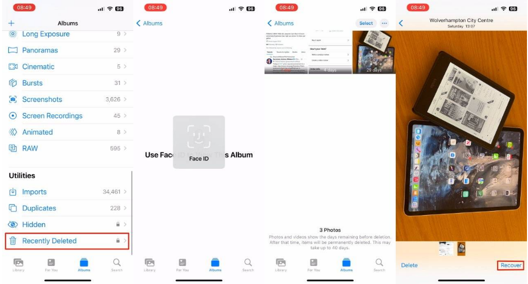 娄烦苹果14维修分享 iPhone14 上恢复已删除的照片 