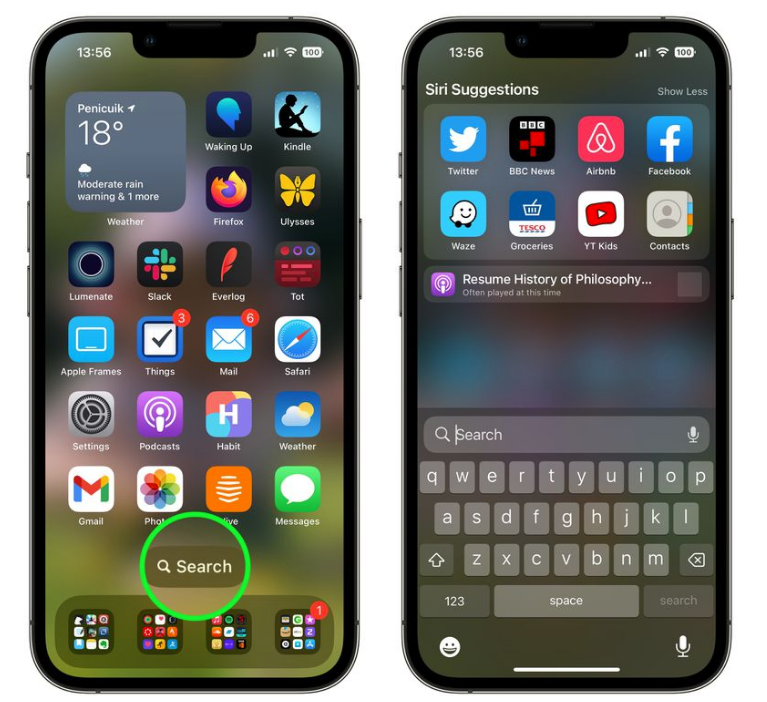 娄烦苹果手机维修分享升级到 iOS 16 后，如何删除主屏幕上的搜索按钮 